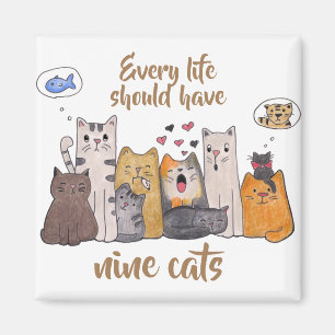 Den gulliga katten Doodle varje liv bör ha nio Magnet