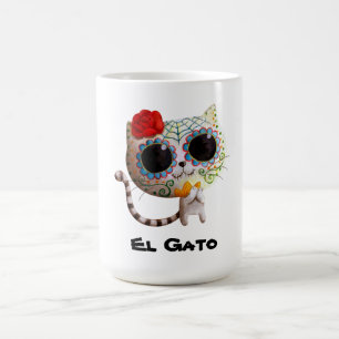 Den gulliga katten för day of the dead kaffemugg
