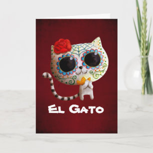 Den gulliga katten för day of the dead kort