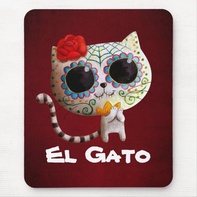 Den gulliga katten för day of the dead musmatta (Framsidan)