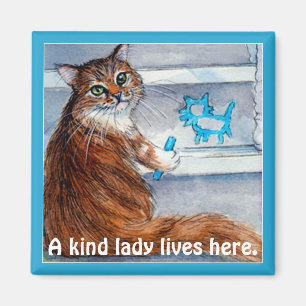 Den gulliga katthoboen undertecknar, den snälla magnet