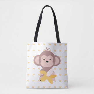 Den gulliga Kawaii apan med banantoto hänger lös Tygkasse
