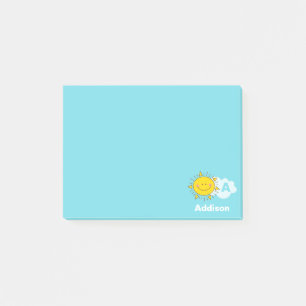 Den gulliga Kawaii lyckliga solskenmonogramen Post-it Block