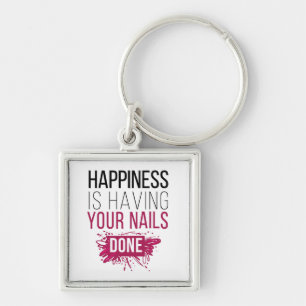 Den gulliga lyckan har dina gjorda naglar fyrkantig silverfärgad nyckelring