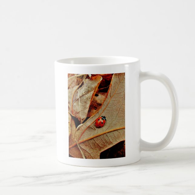 den gulliga nyckelpigadräkten personifierar den kaffemugg (Höger)