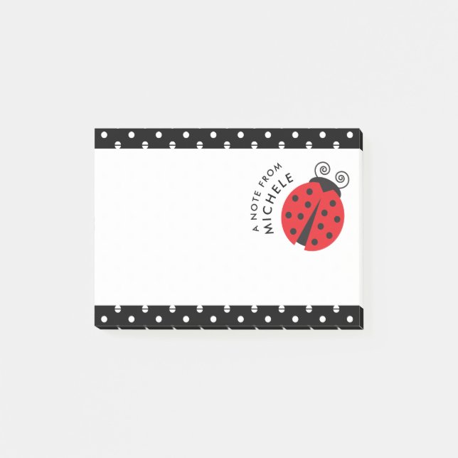 Den gulliga nyckelpigapolkaen pricker lite Retro Post-it Block (Framsida)