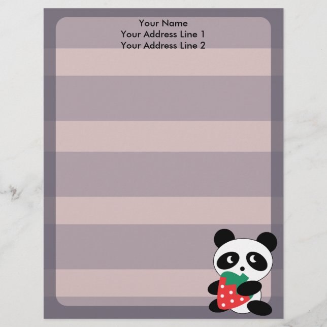 Den gulliga pandaen med lilor görar randig den brevhuvud (Framsida)