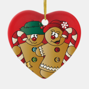 Den gulliga pepparkakan kopplar ihop julgransprydnad keramik