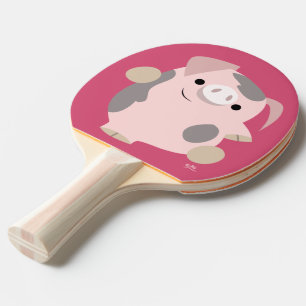 Den gulliga pingen Pong för tecknaddansgrisen Pingisracket