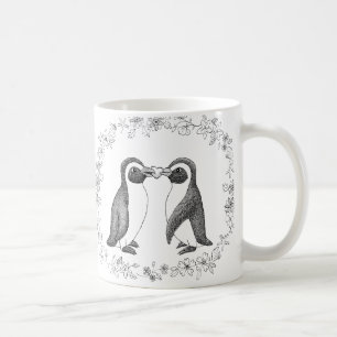 Den gulliga pingvinet kopplar ihop perfekt kaffemugg