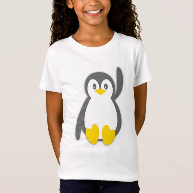 Den gulliga pingvinet vinkar flickat-skjortan t shirt (Framsida)