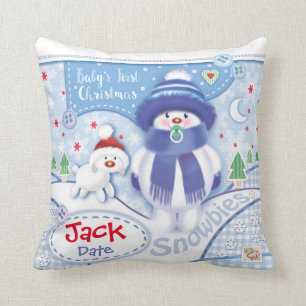 Den gulliga pojke kudder första jul kudde