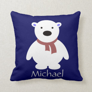 Den gulliga polara björnen på marinen kudder, kudde