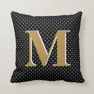 Den gulliga polka dots, svart & guld, tillfogar kudde