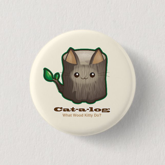 Den gulliga Punny katten loggar Knapp (Framsida)
