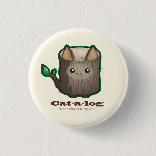 Den gulliga Punny katten loggar Knapp