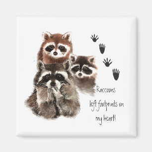 Den gulliga raccoonen lämnade fotspår på min magnet