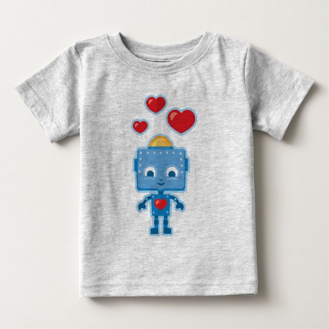 Den gulliga Retro robotpersonligen lurar Tee Shirt (Framsida)
