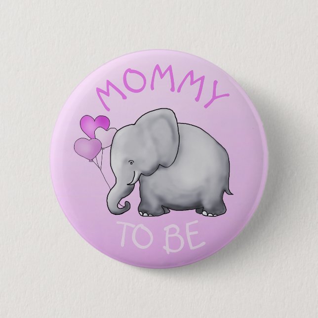Den gulliga rosan sväller elefanten som baby knapp (Framsida)