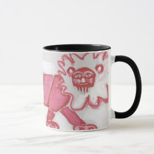 den gulliga samtidaa lejona kaffemuggen sätta en mugg