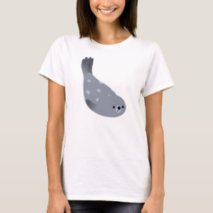 Den gulliga simningtecknadhamnen förseglar tee shirt