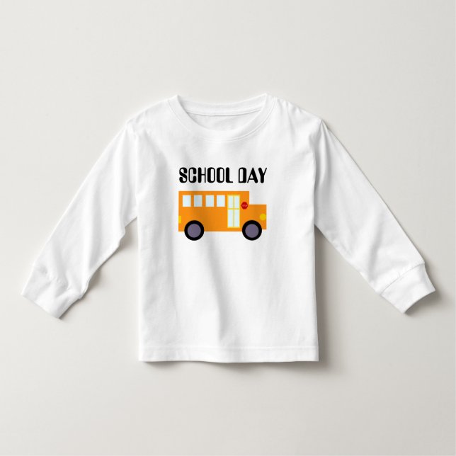 Den gulliga skolbussen skolar dagungelångärmaden tee (Framsida)