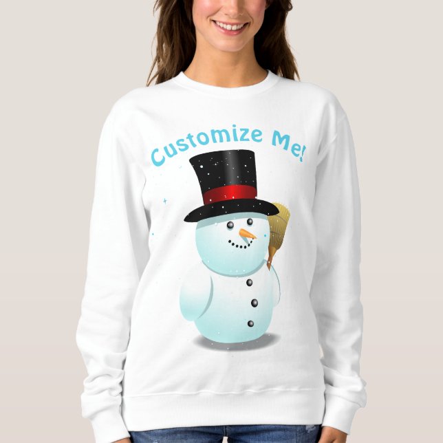 Den gulliga snögubben med svart klädde med filt t shirt (Framsida)