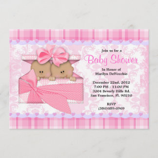 Den GULLIGA söta ROSAN kopplar samman baby shower Inbjudningar