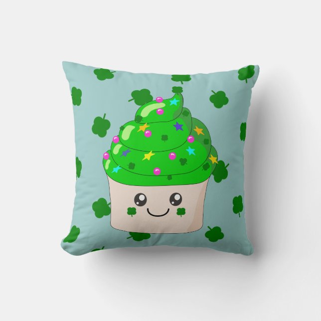 Den gulliga st patricks daygröntmuffinen dämpar kudde (Framsida)