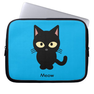 Den gulliga svart katten jamar tecknaden laptop fodral