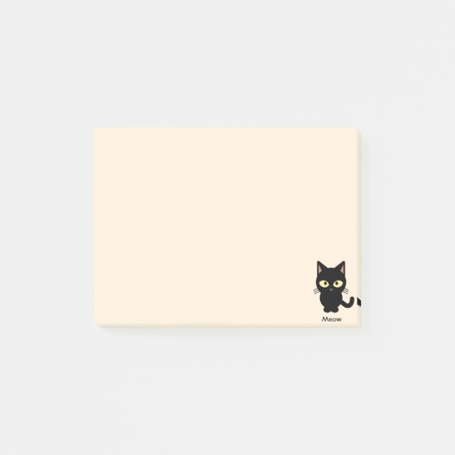 Den gulliga svart katten jamar tecknaden post-it block (Framsida)