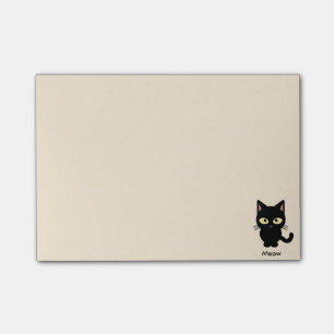 Den gulliga svart katten jamar tecknaden post-it block
