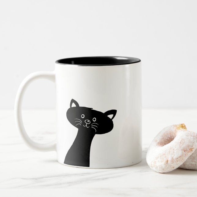 Den gulliga svart katten Två-Tonar muggen Två-Tonad Mugg (Med munk)