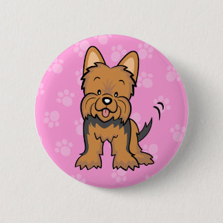 Den gulliga tecknad hund Yorkie knäppas Knapp