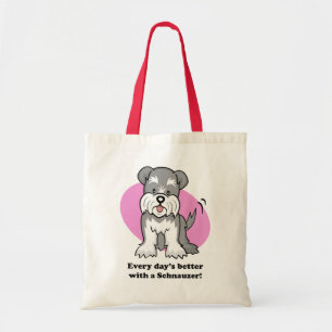 Den gulliga tecknad hundschnauzeren hänger lös tygkasse
