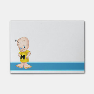 Den gulliga tecknaden postar det post-it block