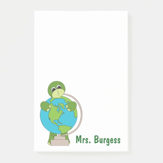 Den gulliga tecknadlärare postar det noterar post-it block (Framsida)