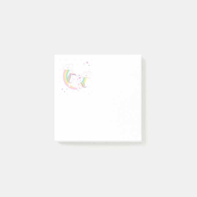 Den gulliga unicornen noterar post-it block (Framsida)