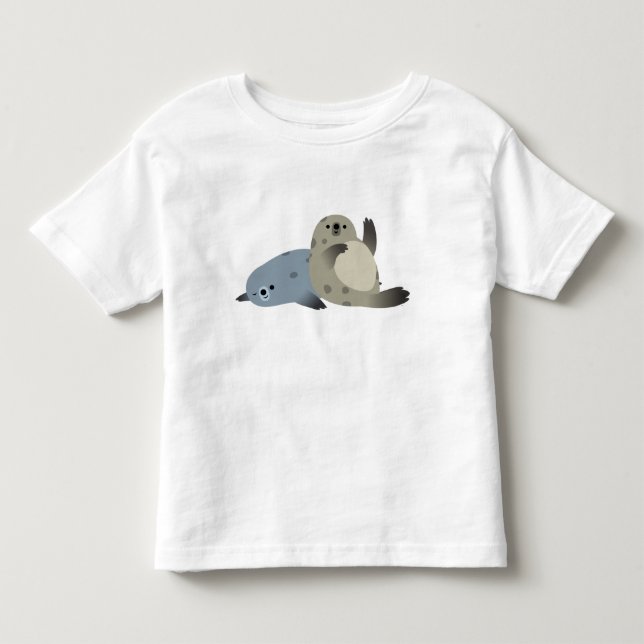 Den gulliga vänliga tecknadhamnsälar rufsar t-shirt (Framsida)