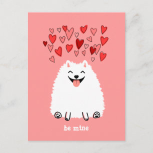 Den gulliga vitPomeranian valentinen är min Helg Vykort
