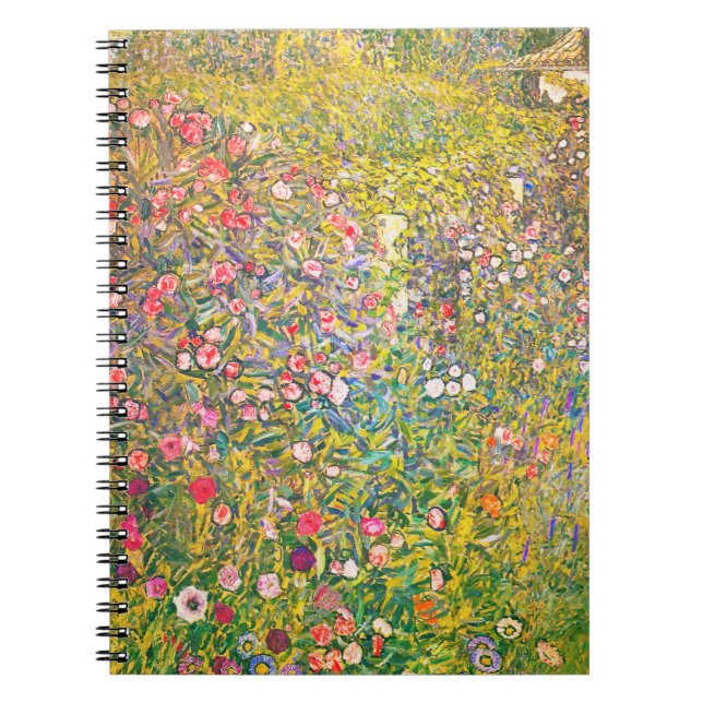 Den Gustav Klimt rosan blommar anteckningsboken Anteckningsbok Med Spiral (Framsidan)