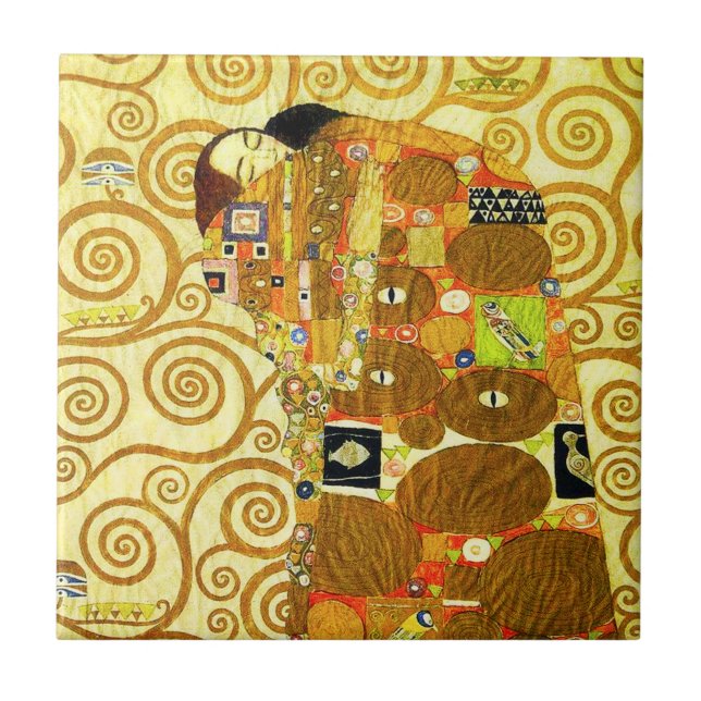 Den Gustav Klimt uppfyllelsen belägger med tegel Kakelplatta (Framsidan)