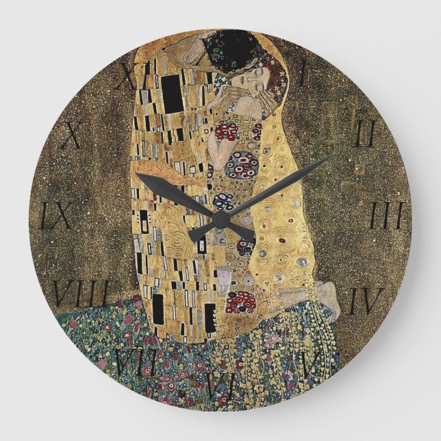 Den Gustav Klimts kyssen (circa 1908) Stor Klocka (Framsida)