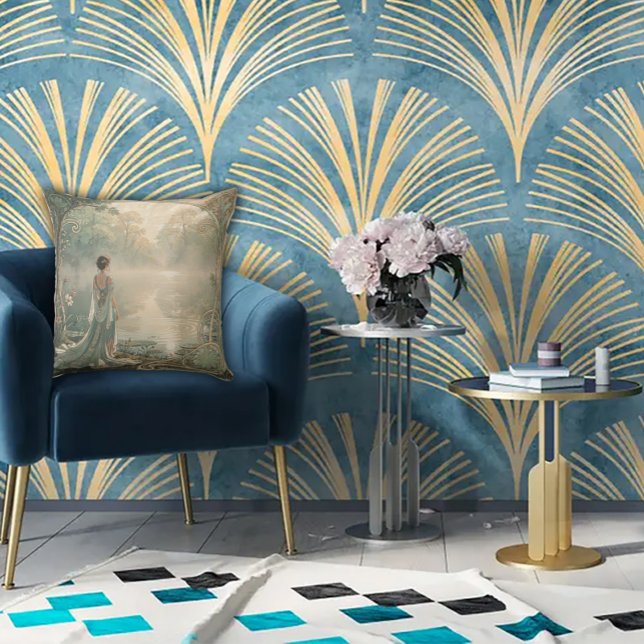 Den gyllene åldern för Grace Art Nouveau Kudde (Skapare uppladdad)