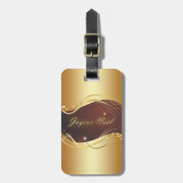 Den gyllene julmotivet med röd bakgrund... bagagebricka