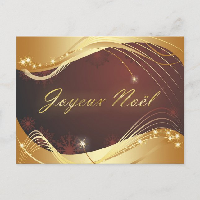 Den gyllene julmotivet med röd bakgrund... helg vykort (Framsida)