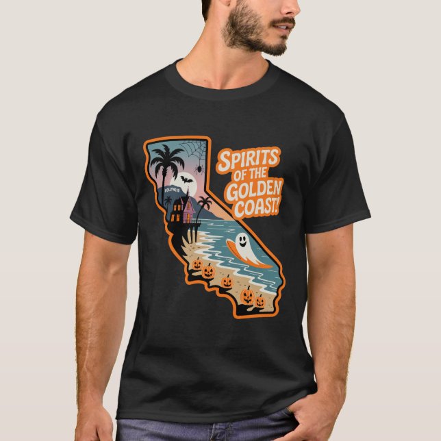 Den gyllene Kustens sprit! Kalifornien Surfing T Shirt (Framsida)