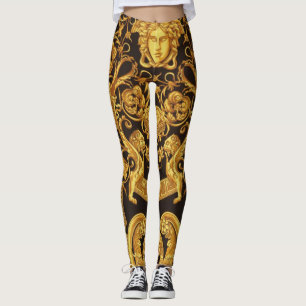 den gyllene Medusa Gorgon med arabesker Leggings