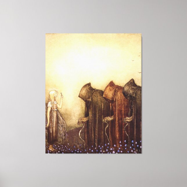 “Den gyllene nyckeln” John Bauer Akvarell Canvastryck (Framsida)