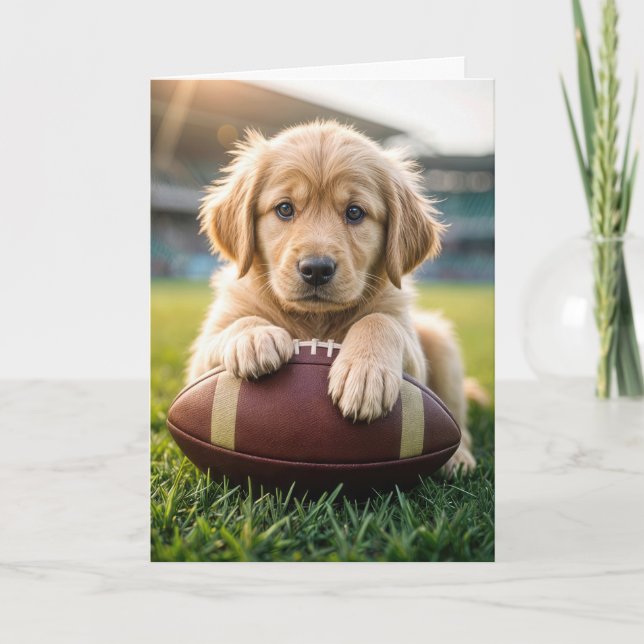 Den gyllene retriever på fotboll kort (Framsida)